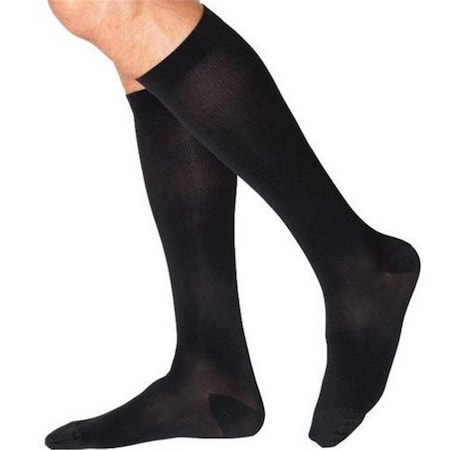 Cotton 233CSLM99-S 30-40 MmHg Mens With Grip Top Socks- Black - Small- Long